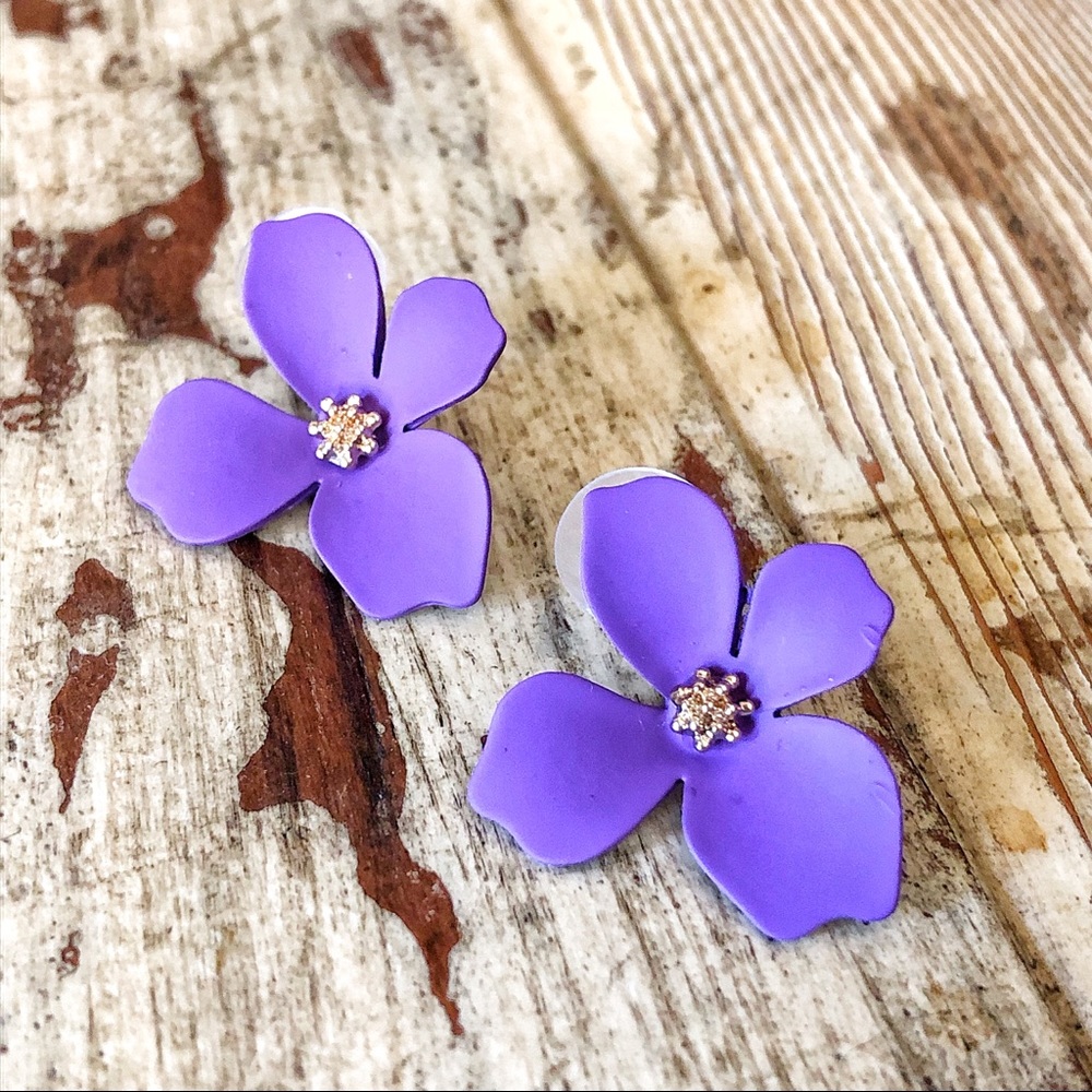 Purple Flower Earrings